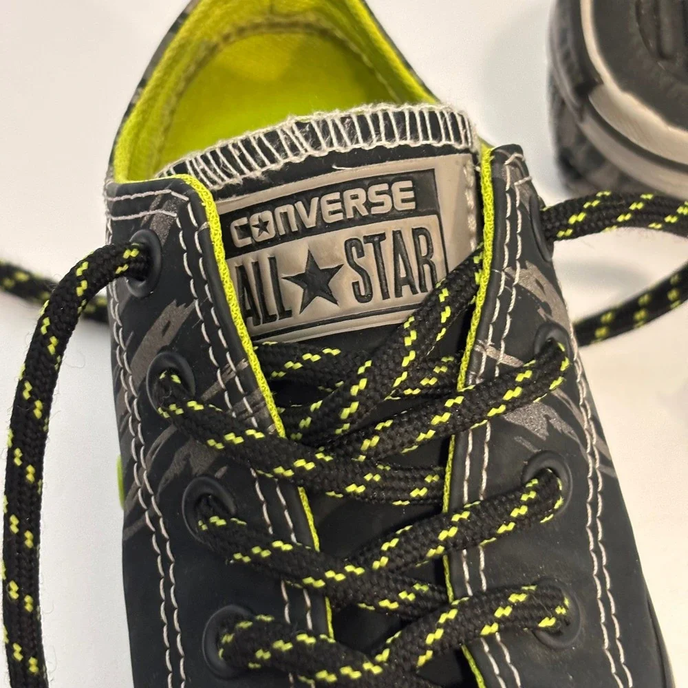 Converse All Star Kids 11.5 Shoes Black Gray‎ Lime Sneakers Low Top Chuck Taylor
